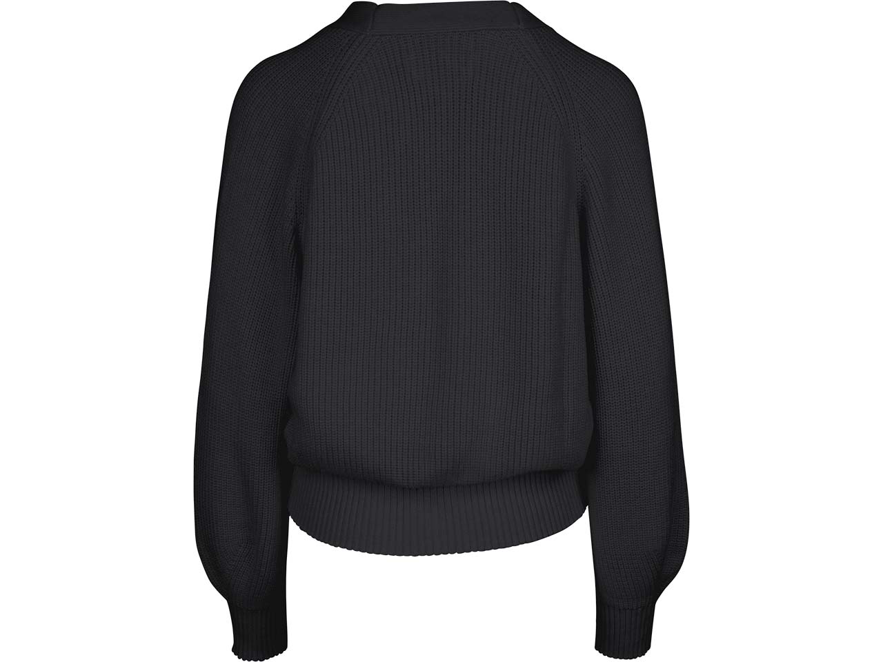 MELA Bio-Damen-Rippstrick-Cardigan 'BHUMA' mit Raglan-Ärmel, schwarz, Gr. S