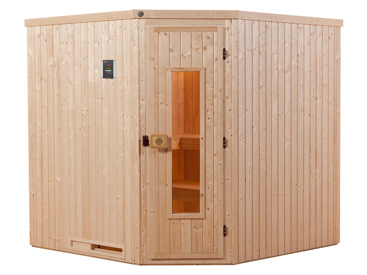 weka Elementsauna "Varberg 3" mit Holztür, Leuchtenset, 7,5 kW Saunaofen "Klassik"