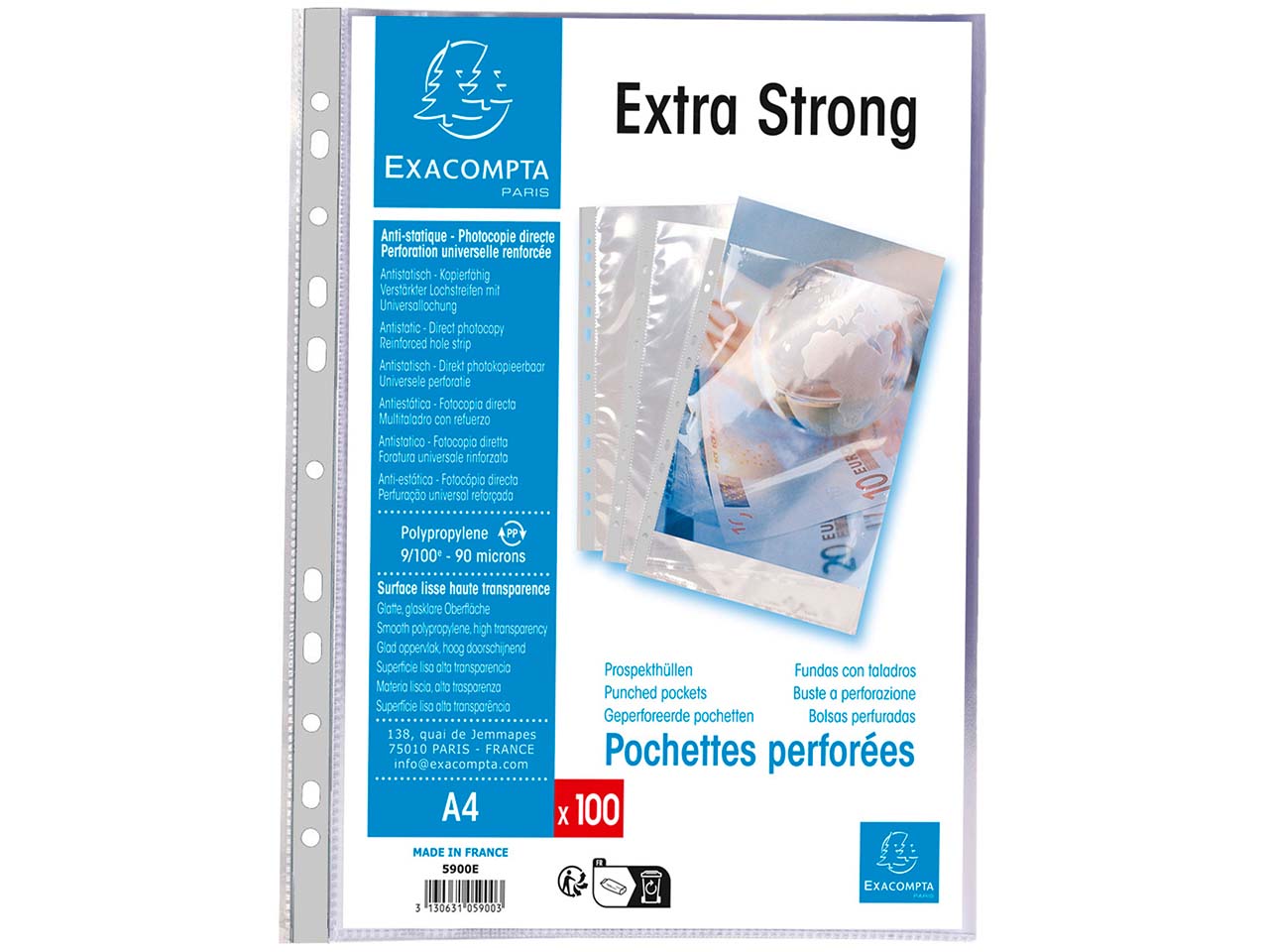 Exacompta Prospekthüllen glatt, DIN A4, 90µ, 100 Stk.