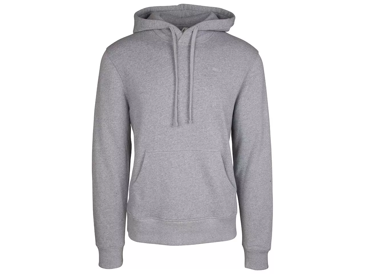 MELA Bio-Herren-Hoodie "TICAN" mit aufgesetzten Fronttaschen, grau melange, Gr. S