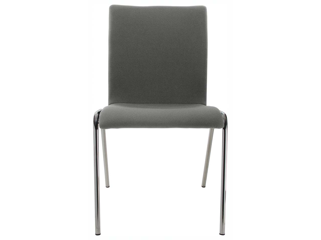 Besucherstuhl "A45" Buche, Gestell verchromt, Vollpolster grau