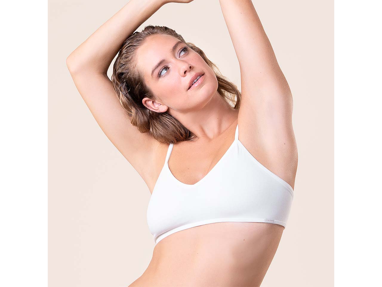 Living Crafts 2er-Pack Bio-Damen-Bustier 'TAMILLA' mit V-Ausschnitt, offwhite, Gr. XS