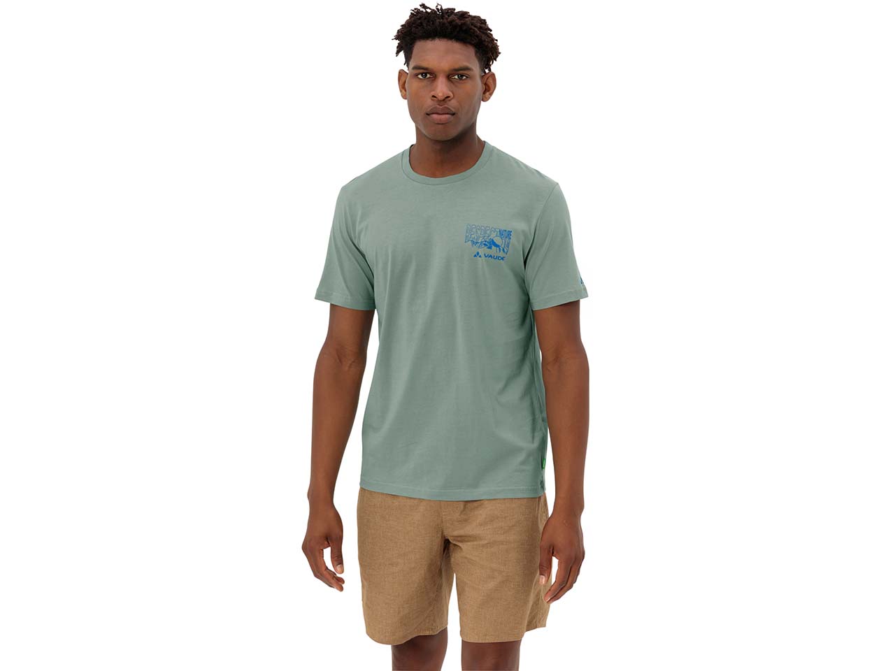 VAUDE Herren-T-Shirt "Spirit II" mit Rückenaufdruck, dusty fern, Gr. S