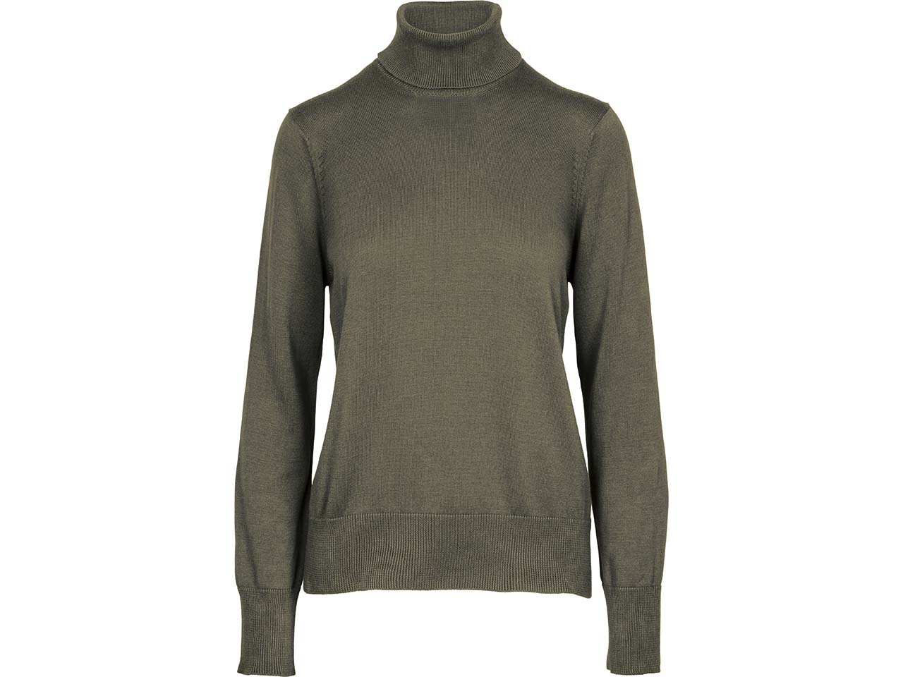 MELA Bio-Damen-Rollkragenpullover "MAYURA" aus Feinstrick, grün melange, Gr. S