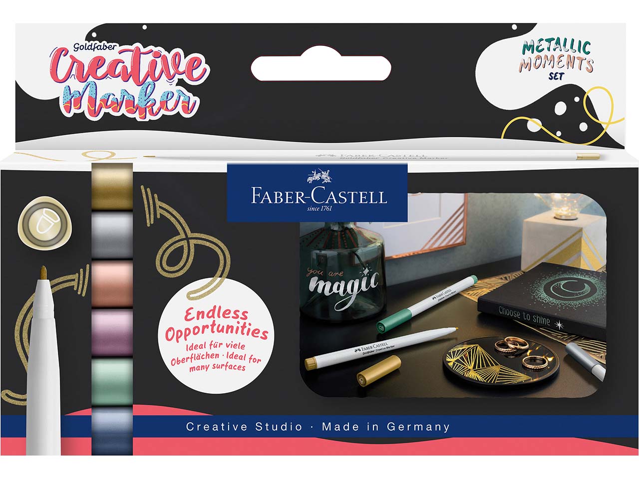 Faber-Castell Permanent-Marker "Metallics", 6er-Set - neues Design