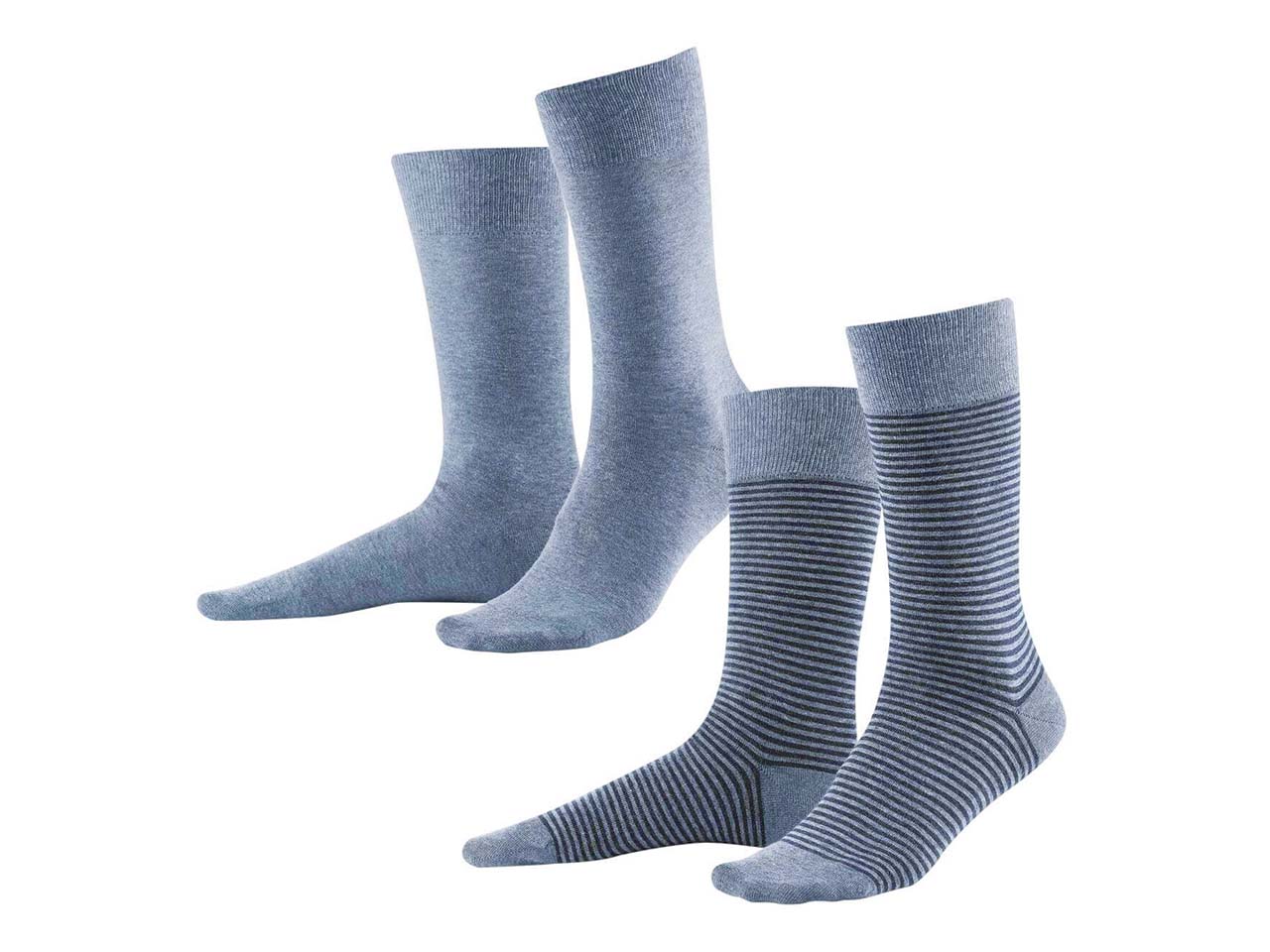 2er-Pack Living Crafts Bio-Herren-Socken "Arni" infinity blue/skyway melange, Gr. 43/46