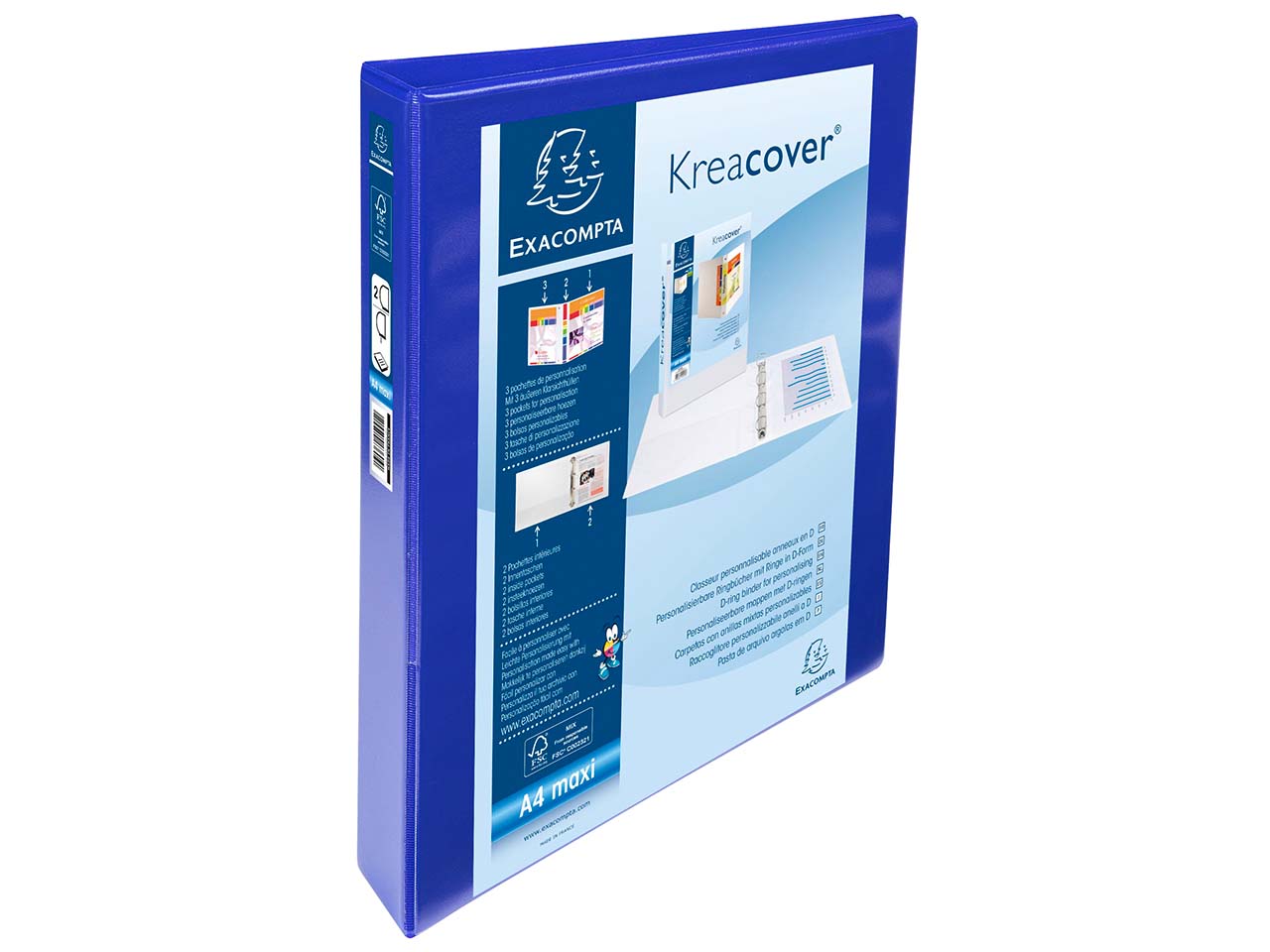 Exacompta Präsentationsringbuch mit 2 Ringen, Ring-Ø 25 mm, blau