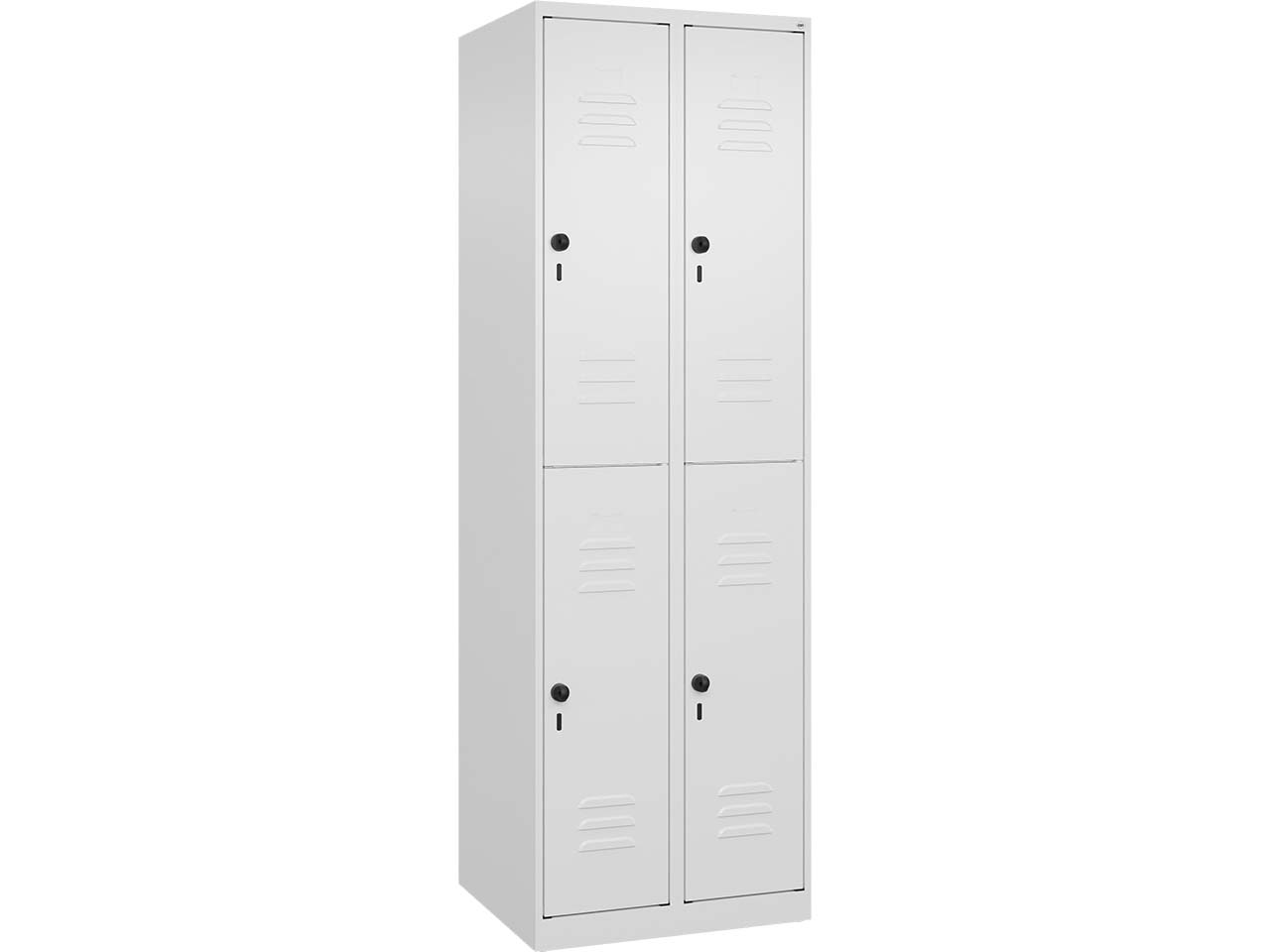 C+P Doppelstock-Spind Classic PLUS, 4 Fächer, 1850x600x500mm, Verkehrsweiß/Verkehrsweiß