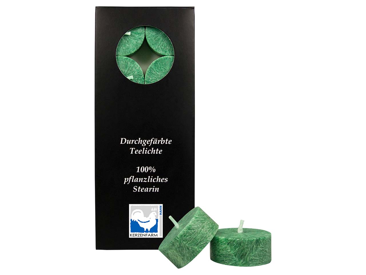 10 Hahn Teelichter aus Stearin, dunkelgrün