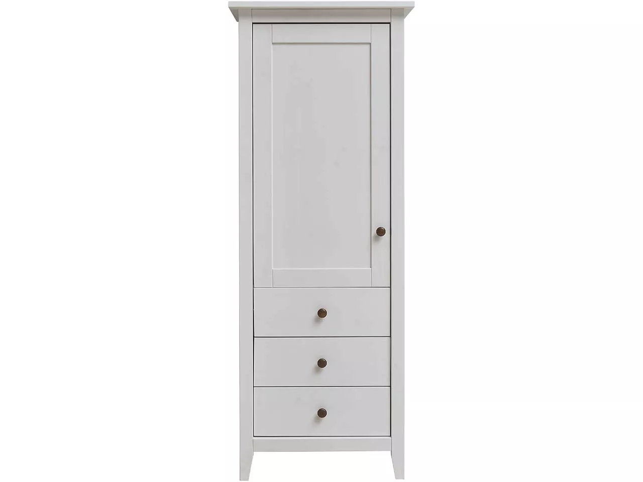 Highboard "Solvita" schmal, Holztür, 3 SL, B 58 x T 40 cm x H 150 cm, Kiefer weiß