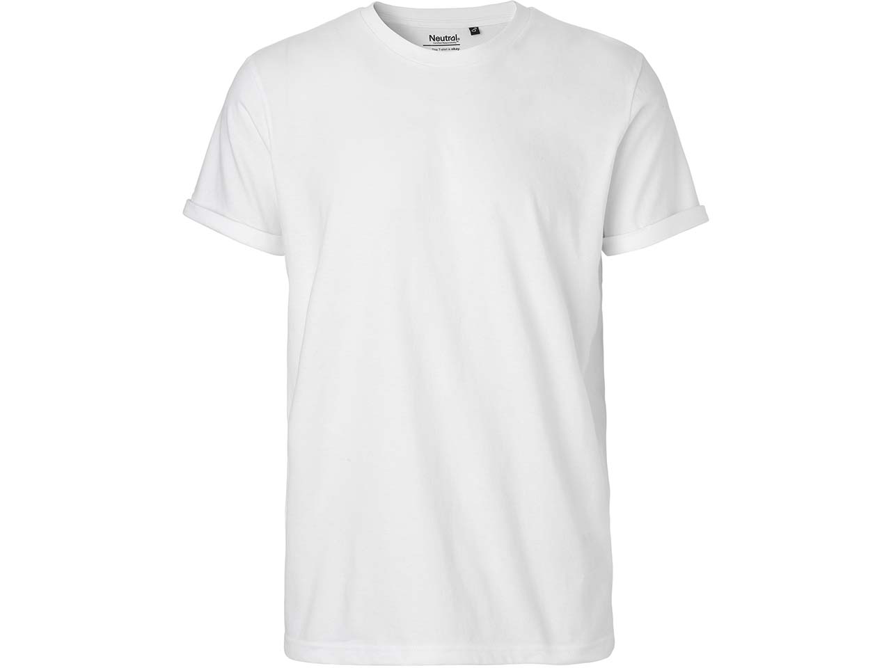 Neutral Bio-Herren-T-Shirt mit Roll-Up-Ärmeln, weiß, Gr. M