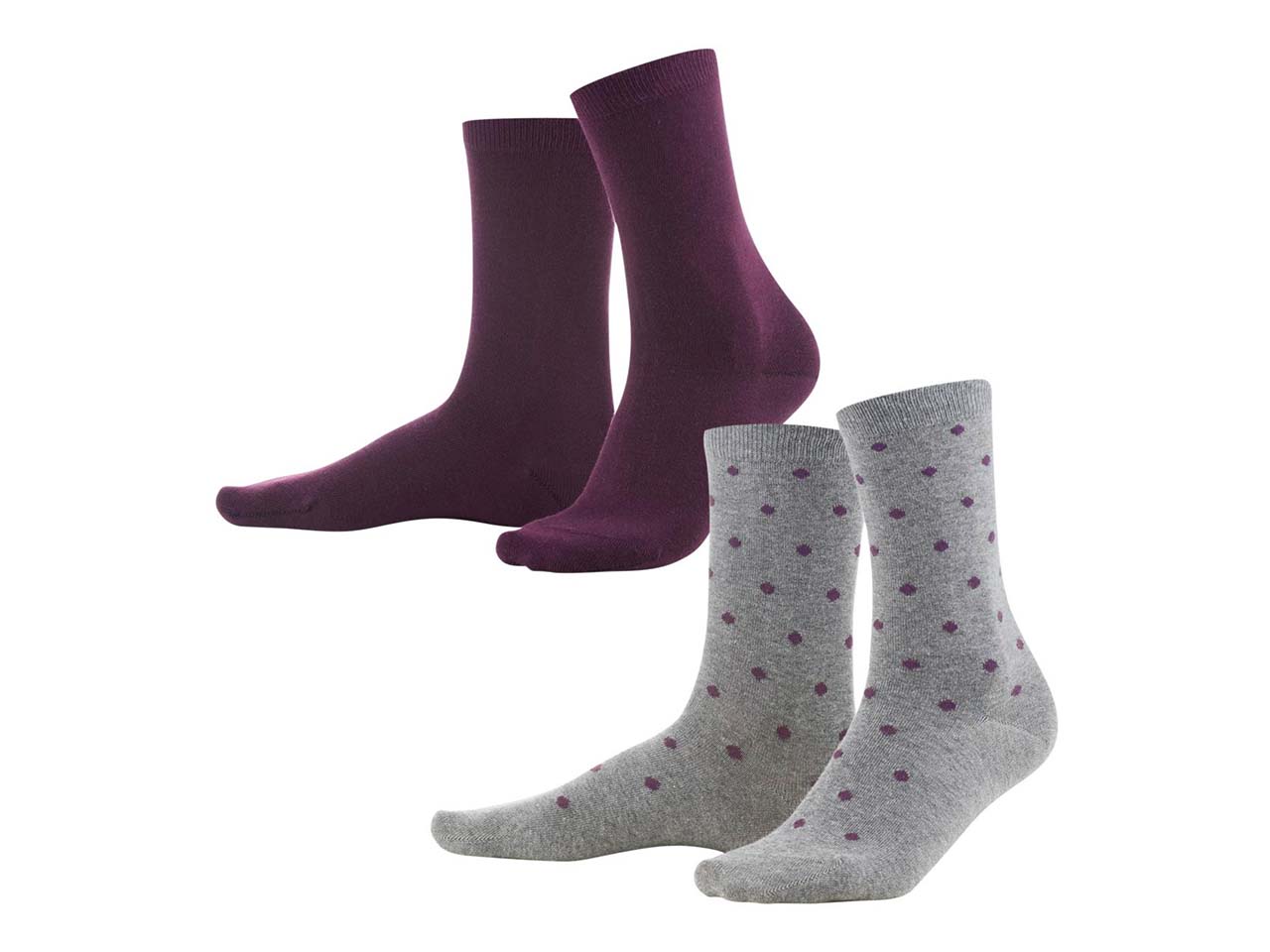 2er-Paar Living Crafts Bio-Damen-Socken "Bettina" dark prune/dots, Gr. 39/42