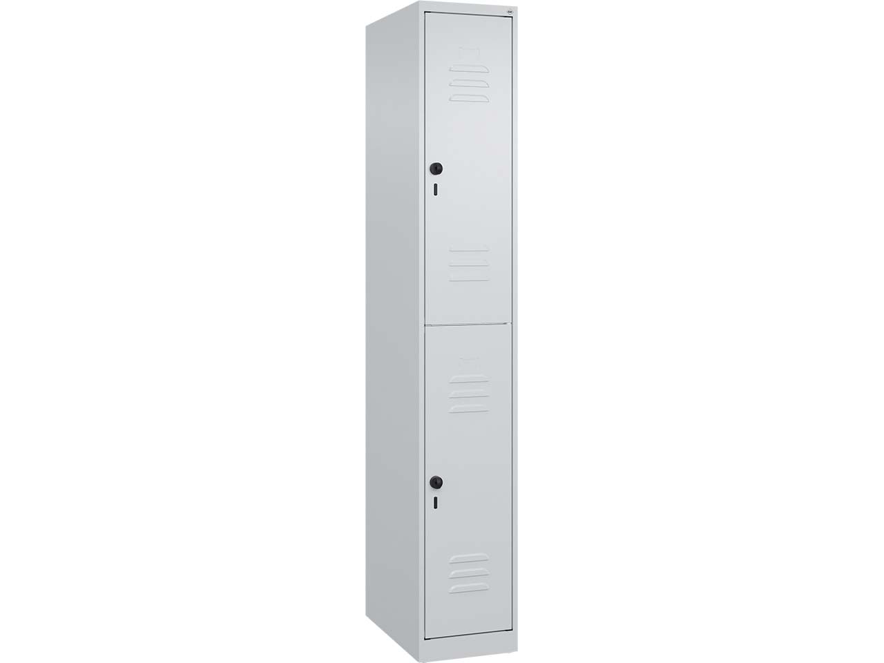 C+P Doppelstock-Spind Classic PLUS, 2 Fächer, 1850x300x500mm, Lichtgrau/Lichtgrau