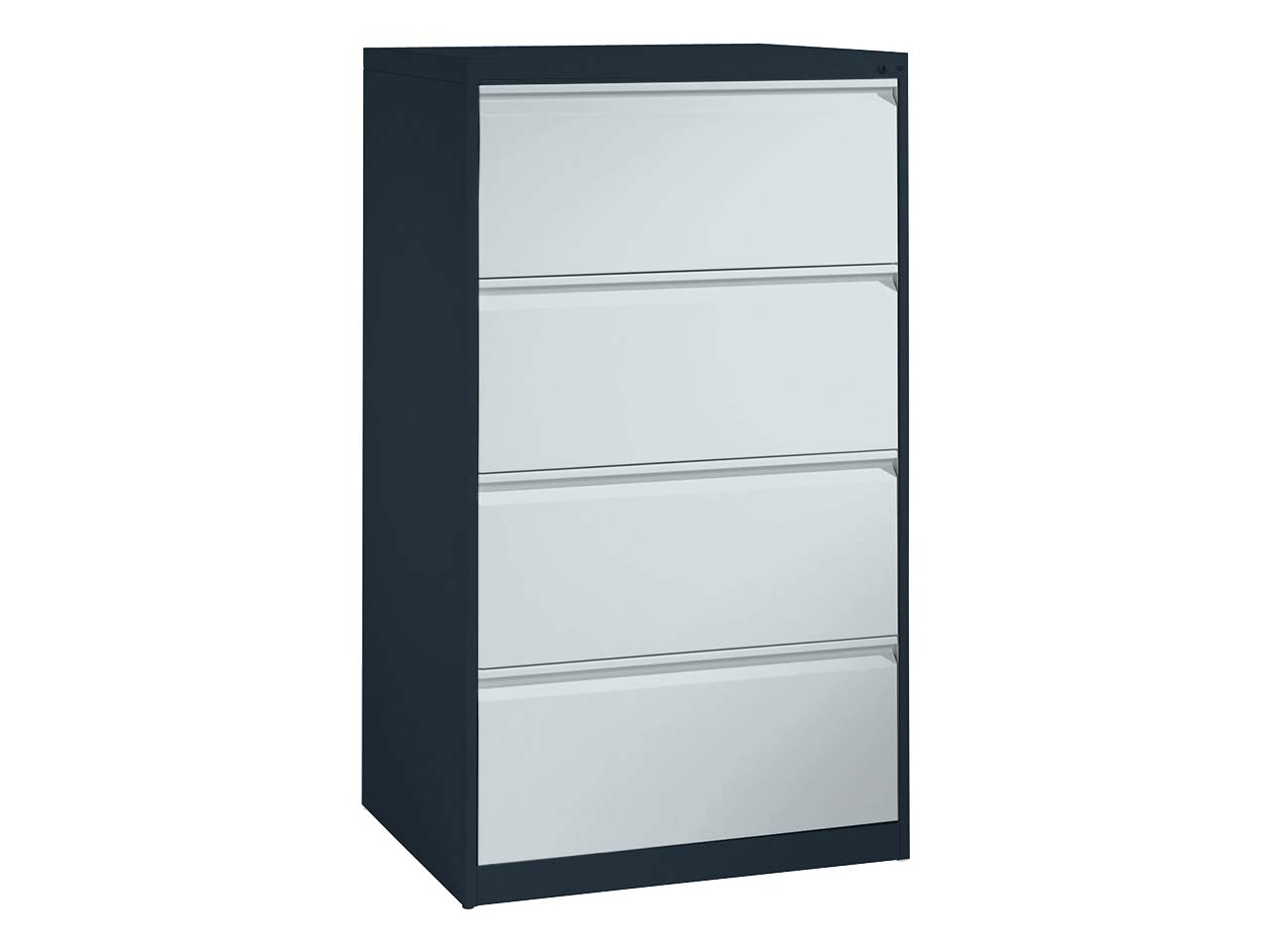 Hängeregistraturschrank zweibahnig, 4 Schubladen, anthrazit/lichtgrau
