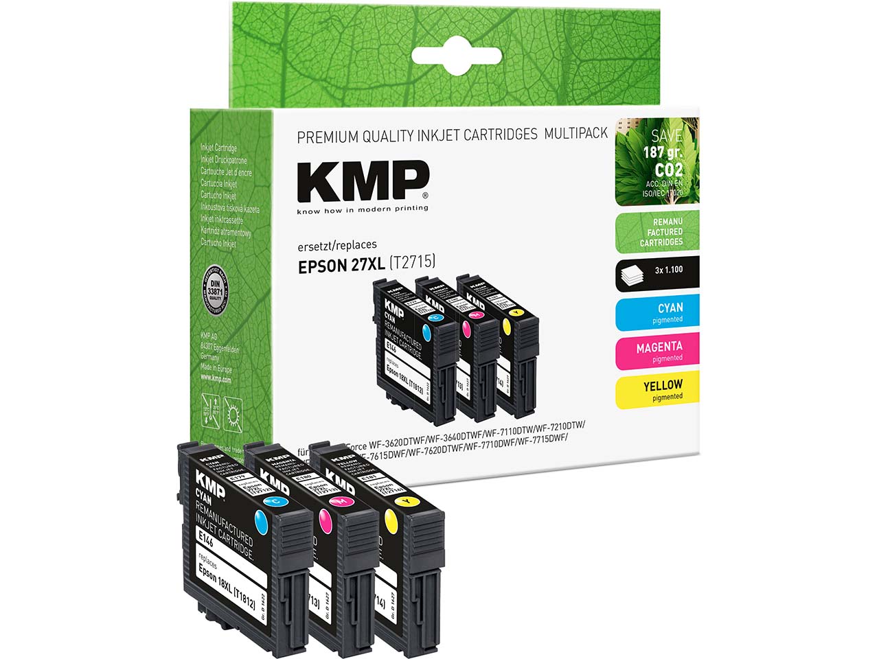 KMP Tintenpatrone ersetzt Epson 3er Set T2715XL cyan, magenta, gelb