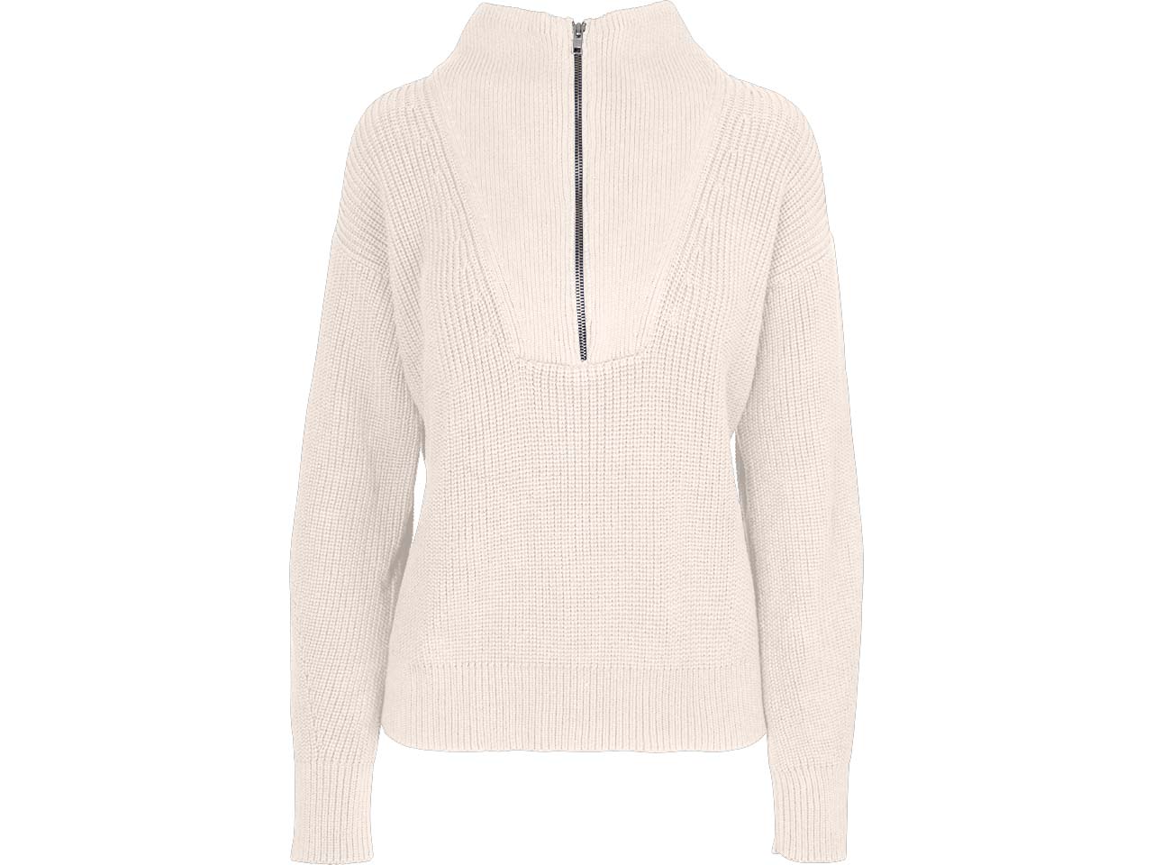 MELA Bio-Damen-Rippstrick Troyer 'KIMAYA' mit Stehkragen, cream melange, Gr. L