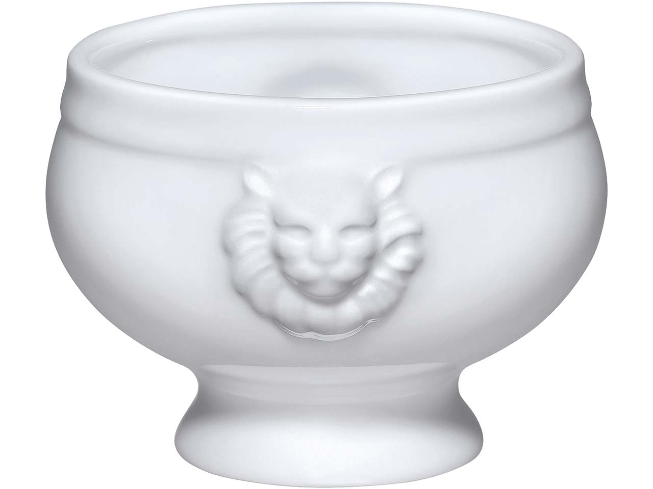 Suppenschüssel aus Porzellan mit Löwenkopfgriffen 450 ml, weiß