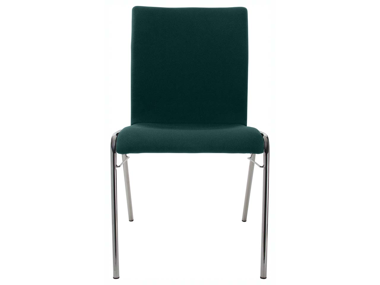 Besucherstuhl 'A45' Buche, Gestell verchromt, Steg, Vollpolster dunkelgrün