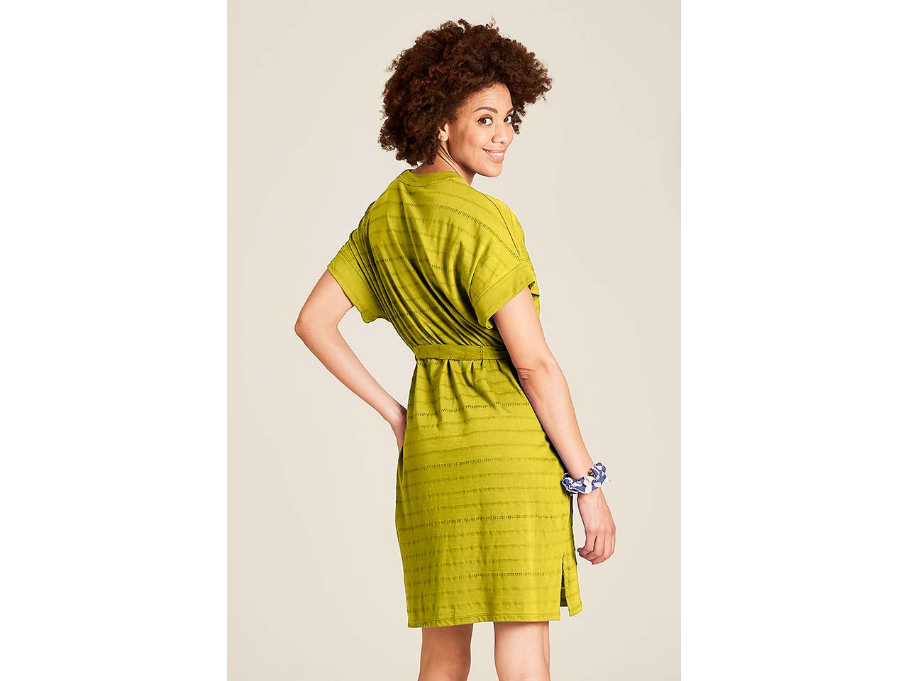 tranquillo Bio-Damen-Mini-Kleid aus Ajour-Jersey mit Taschen, pear, Gr. S