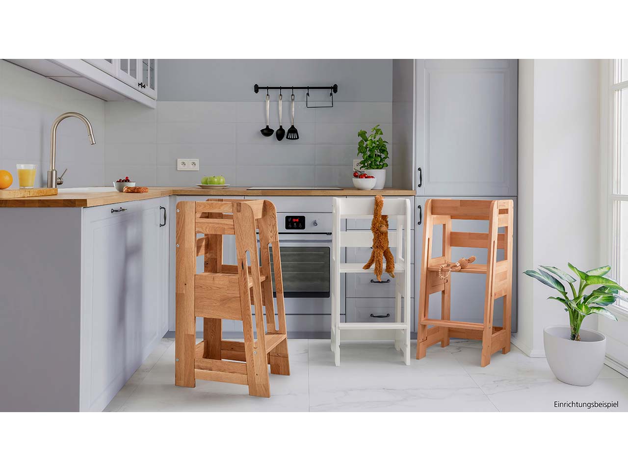 Lernturm B 42 x T 52 x H 89 cm, zweifach verstellbare Stufen, Buche geölt