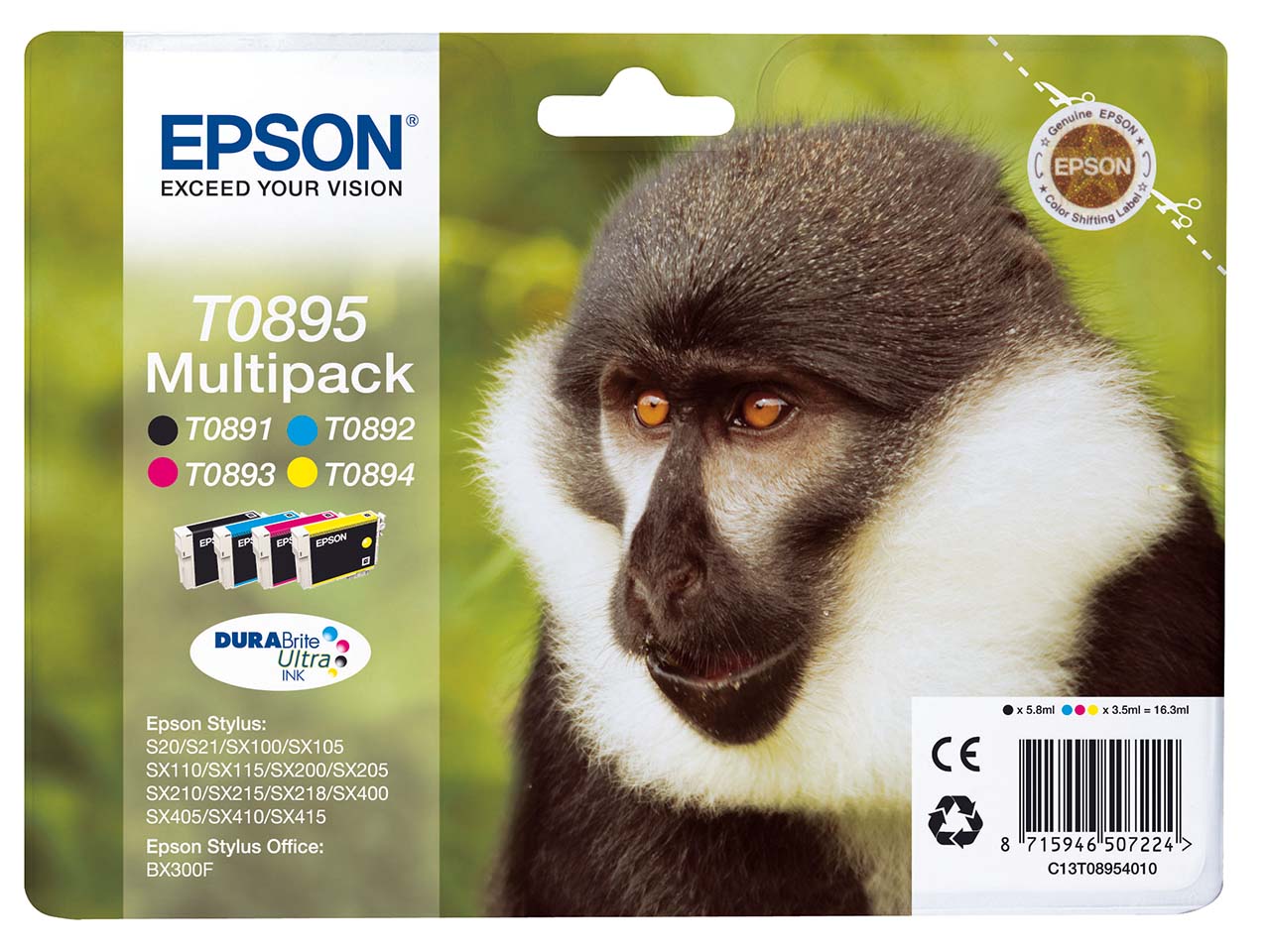 Epson 4er Set Tintenpatronen T0895 schwarz, cyan, magenta, gelb