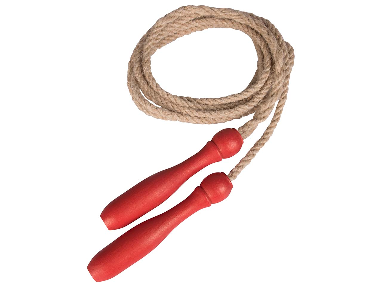 Springseil 250 cm aus Jute, Griff Buche rot gebeizt , FSC-zertifiziert