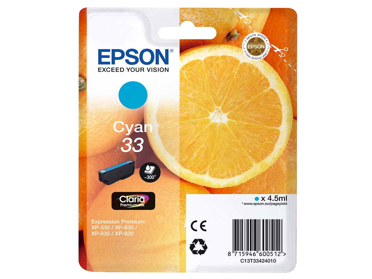 Epson Tintenpatrone T3342/ 33 cyan