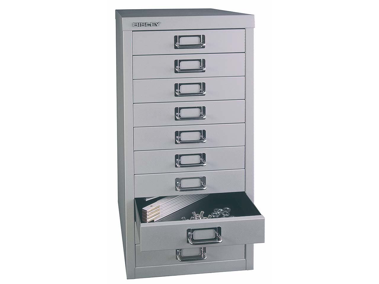 Schubladenschrank 10 Schübe, DIN A4 silber