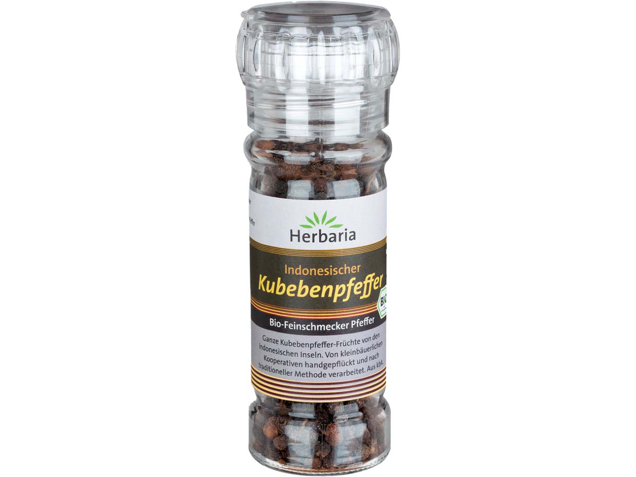 Herbaria Indonesischer Bio Kubebenpfeffer in Glasmühle, 35 g