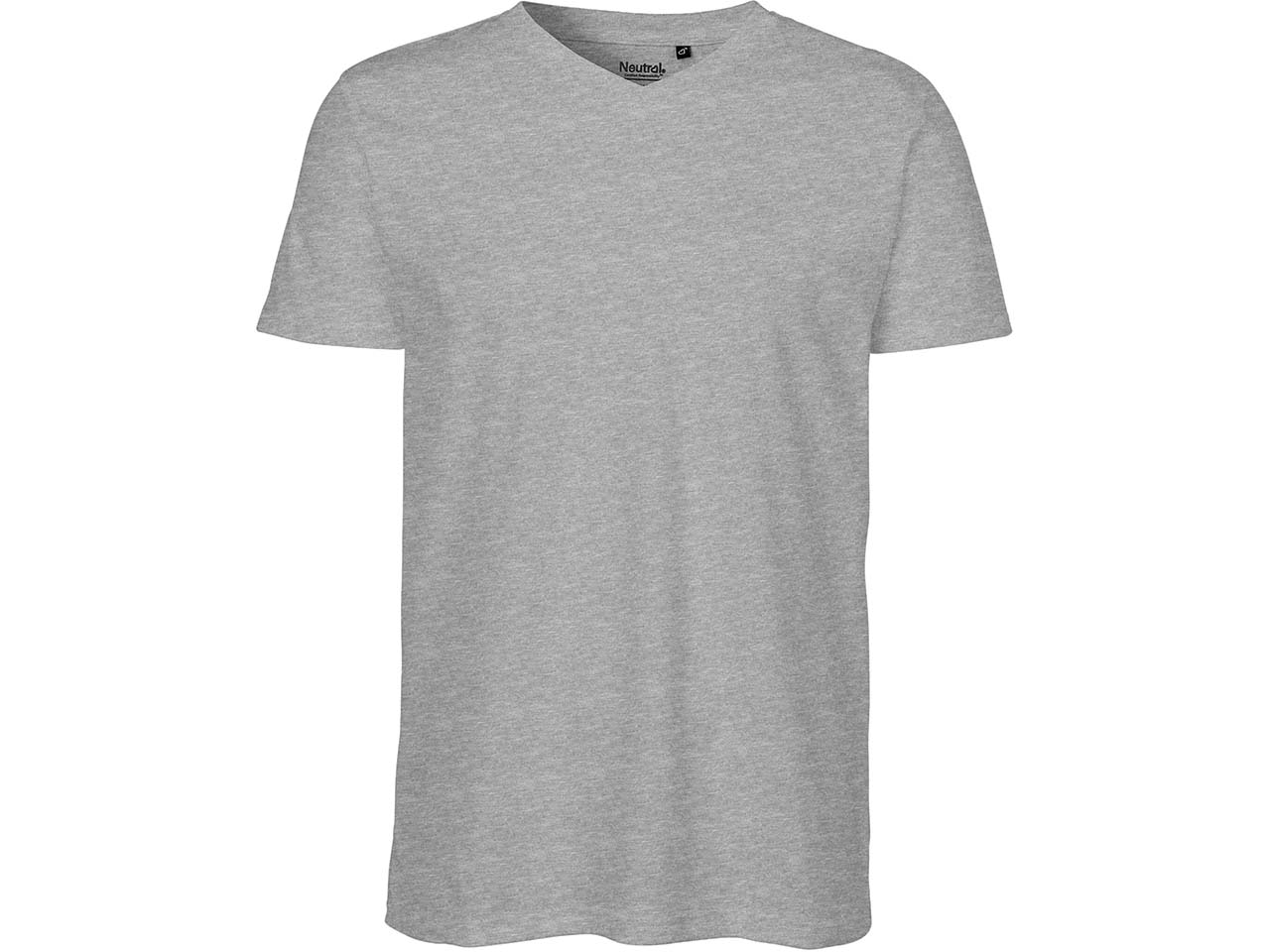 Neutral Bio-Herren-T-Shirt mit V-Ausschnitt, sport grey, Gr. L