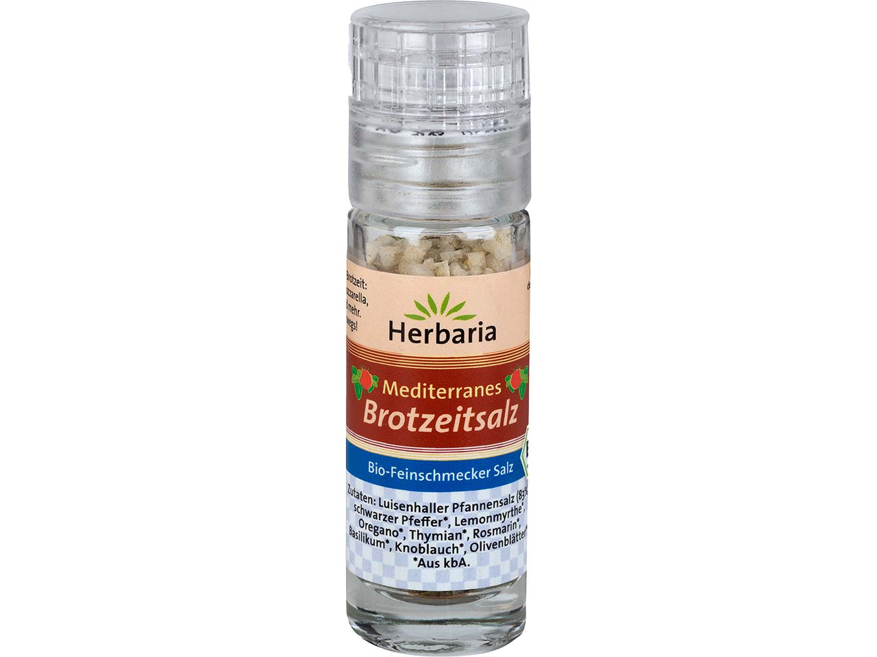 Herbaria Bio-Gewürzsalz "Mediterranes Brotzeitsalz" in Glasmühle, 15 g