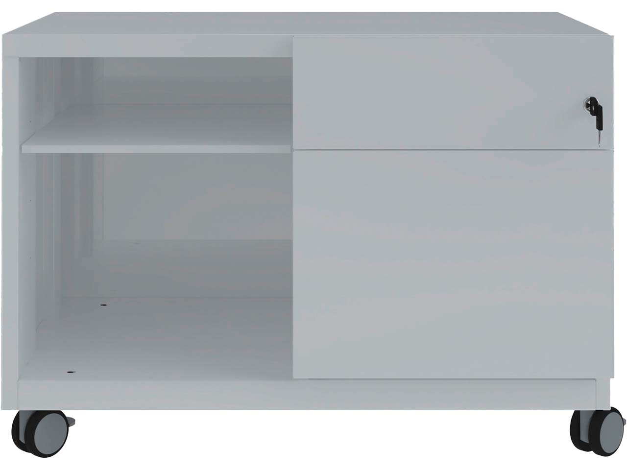 BISLEY Rollcontainer "Caddy Note™" Schubladen und Ziehgriff rechts, silber