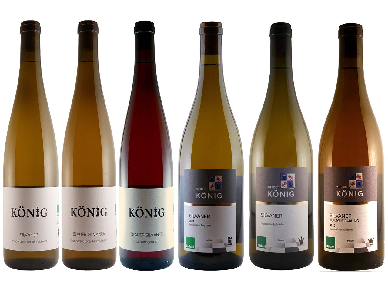 Bio-Weißweinpaket, Silvaner trocken, Weingut König, 6 x 0,75 l