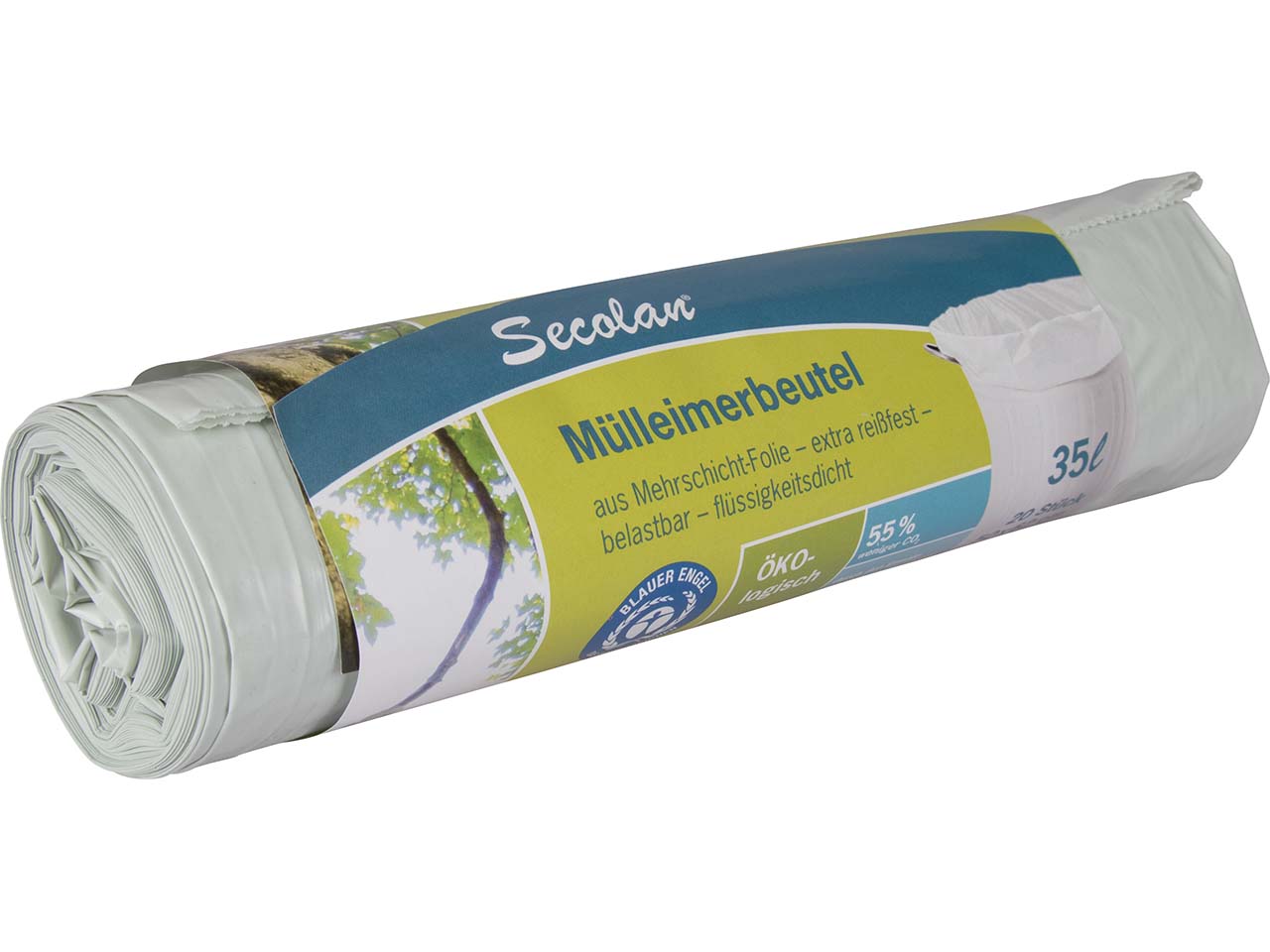 Secolan Mülleimerbeutel 35 Liter, 20 Stück, 25 µ, weiß