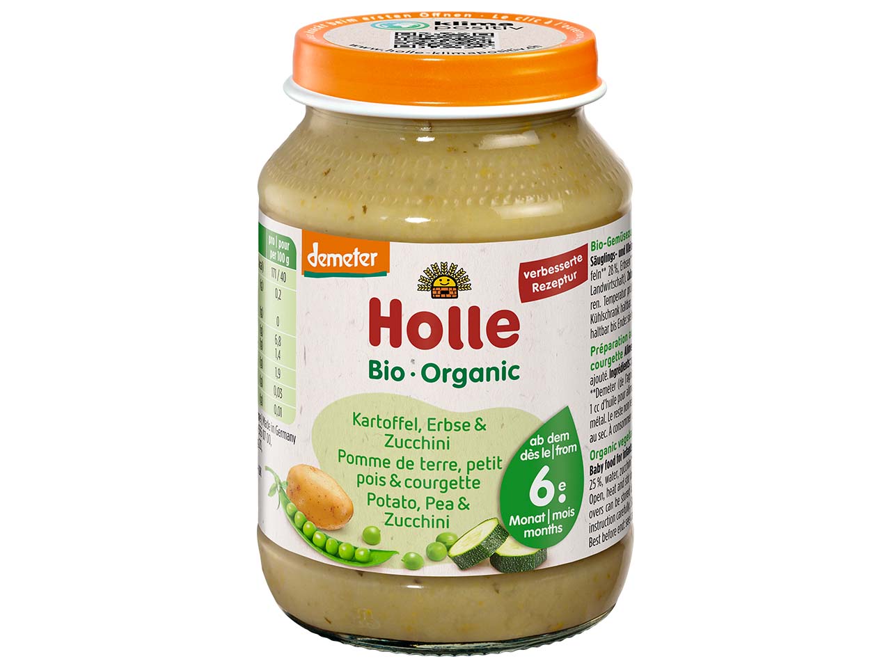 Holle Bio-Kartoffel, Erbse & Zucchini, ab 6. Monat, Beikost, 190 g