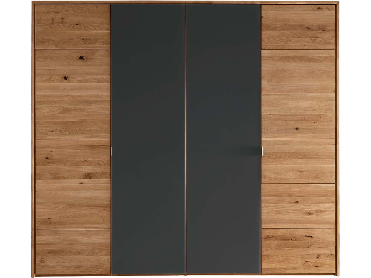 Kleiderschrank "Bolle" 4-türig mit Glas, anthrazit