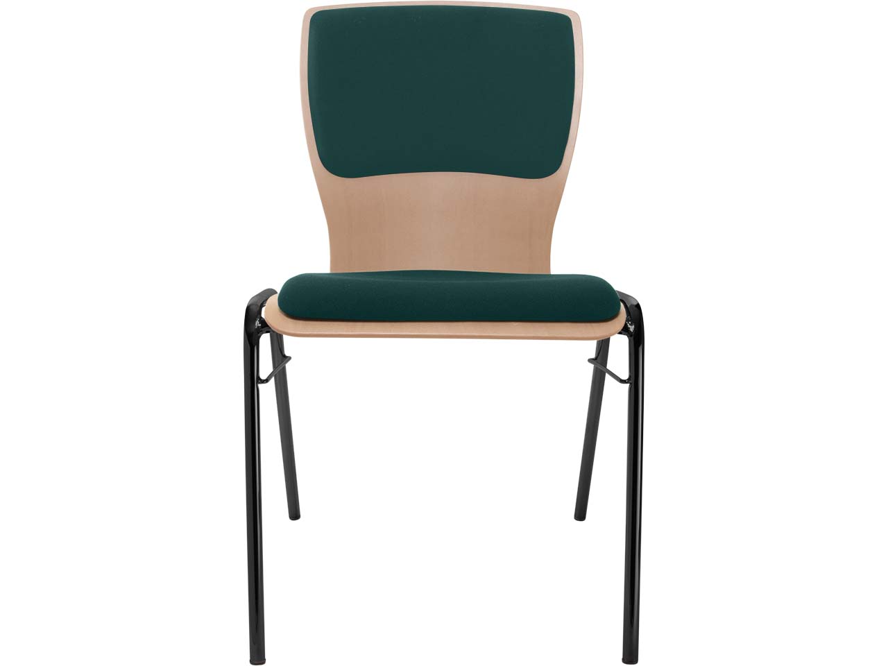 Besucherstuhl "A29" Buche lackiert, Gestell schwarz, Steg, Sitz- und Rückenpolster dunkelg