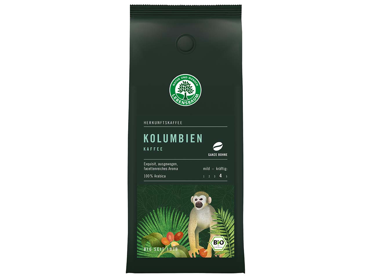 LEBENSBAUM Bio-Kaffee "Kolumbien" ganze Bohnen, 250 g