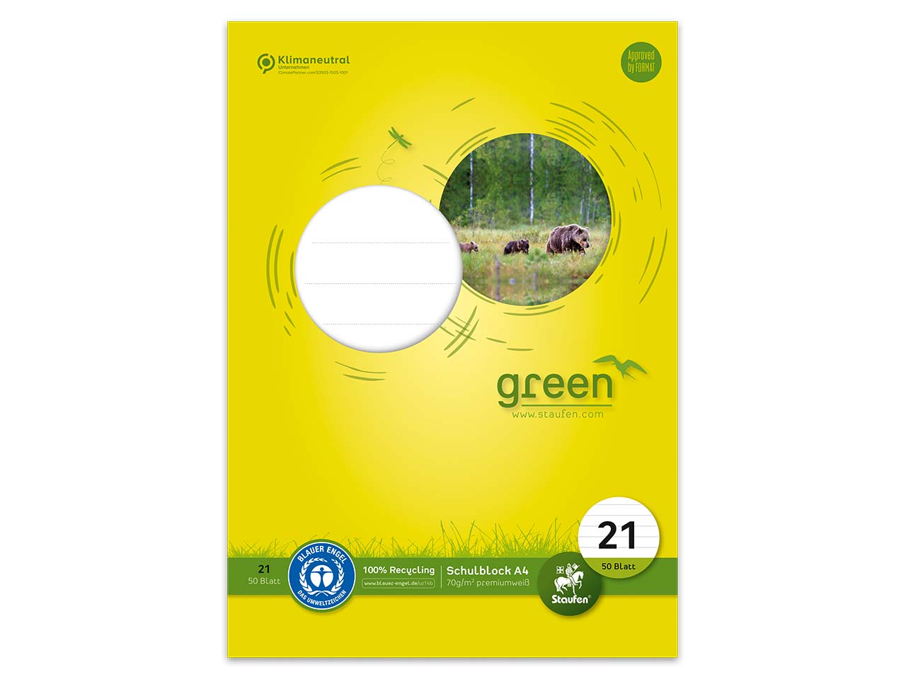 Staufen Schulblock "green" Lineatur 21, 70g/m²