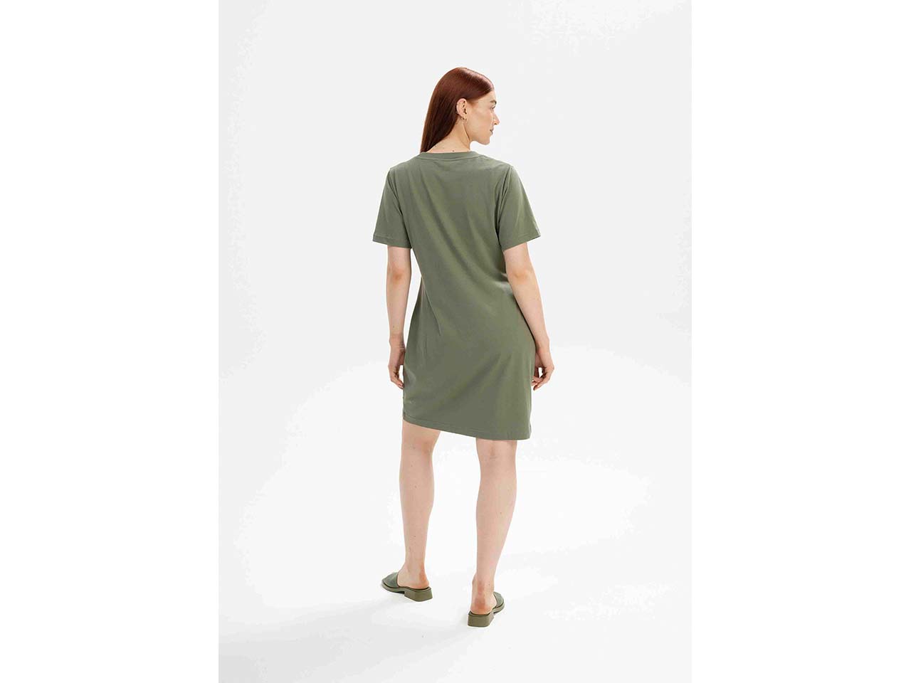 MELA Bio-Damen-Mini-T-Shirt-Kleid "DARSHAT" mit Rundhalsausschnitt, thymian, Gr. S