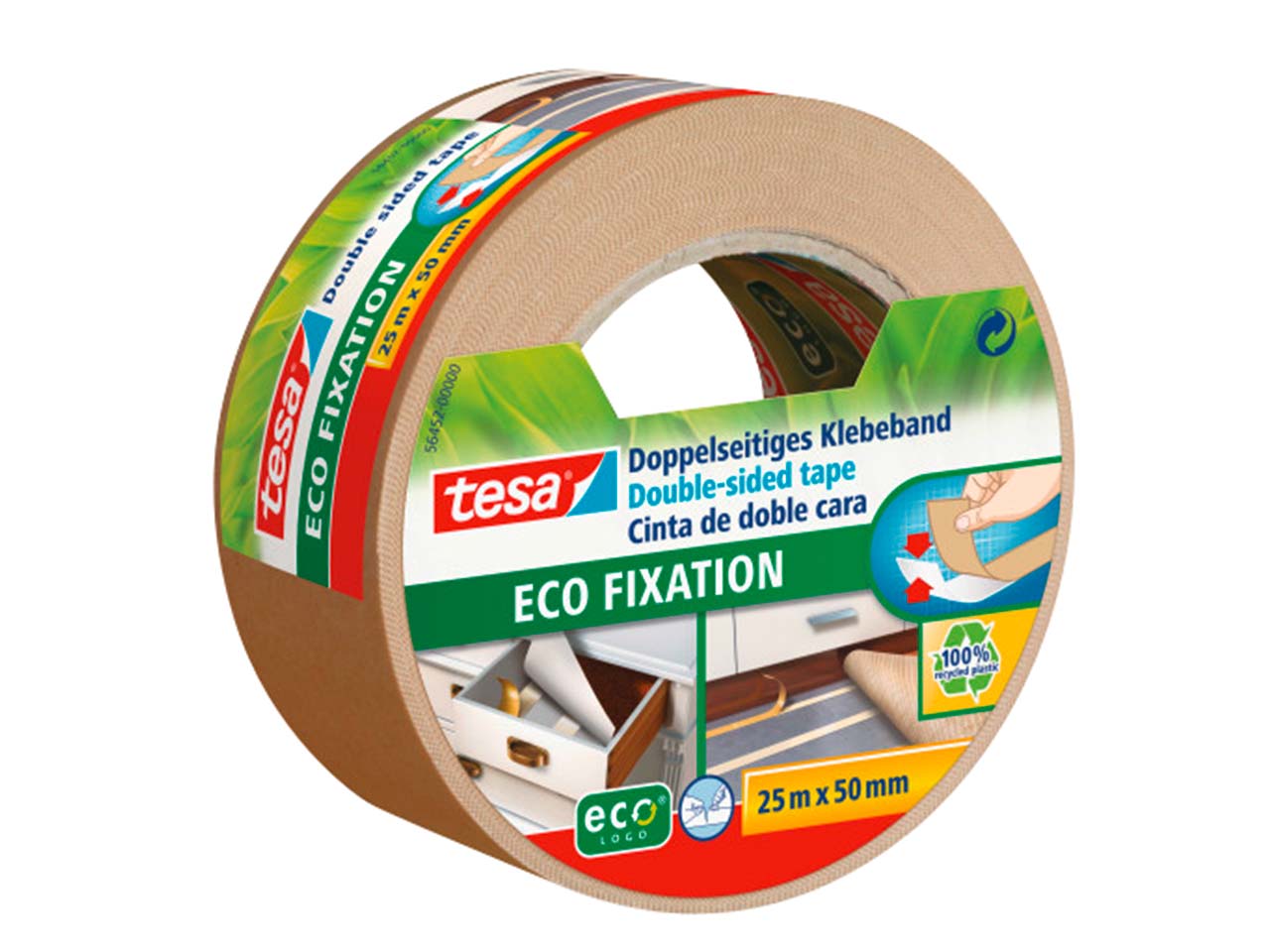 tesa Doppelseitiges Klebeband "ECO FIXATION" 25 m : 50 mm
