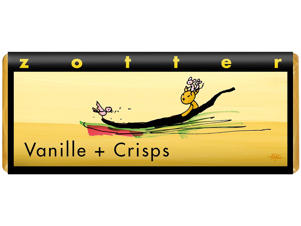 Zotter Bio-Vollmilch-Schokolade "Vanille + Crisps", 70 g