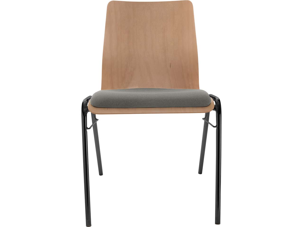 Besucherstuhl "A1" Buche, Gestell schwarz, Steg, Sitzpolster grau