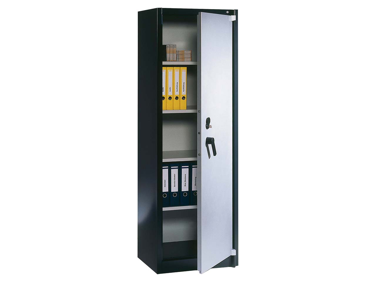 Feuergeschützte Flügeltürenschrank anthrazit/alusilber B 65 cm, H 195 cm