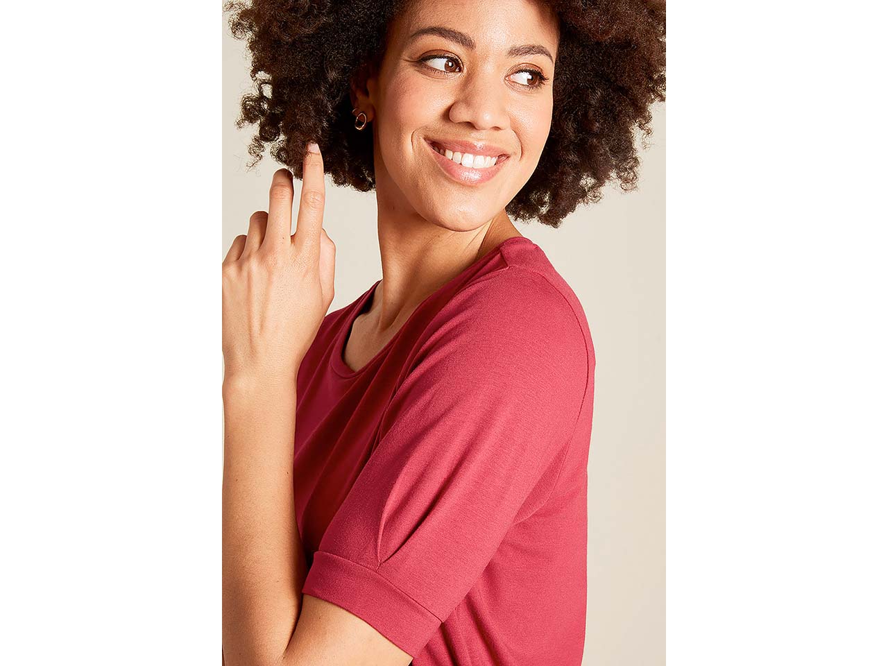 tranquillo Bio-Damen-T-Shirt mit längeren Ärmel, anemone, Gr. S