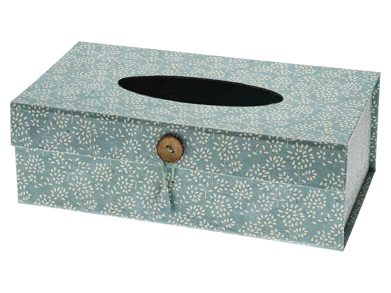 Weltpartner Box für Kosmetiktücher, handgeschöpftes Recyclingpapier, mint/creme