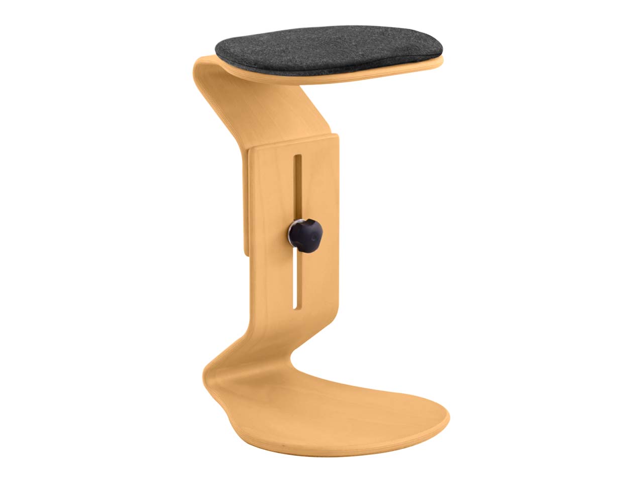 Bewegungshocker "Ercolino" höhenverstellbar mit flachem Sitz, Buche, anthrazit