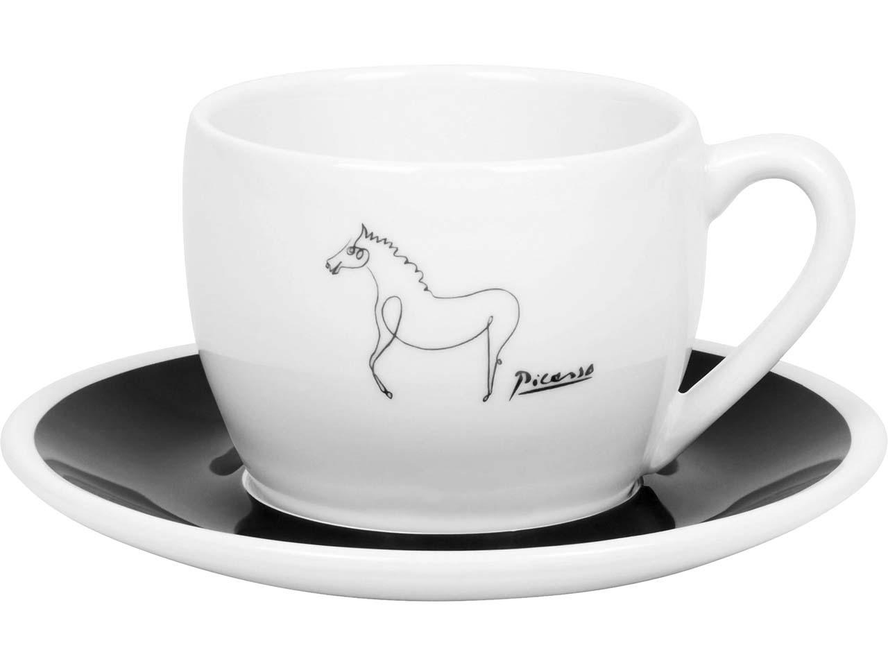 Könitz Cappuccinotassen 2er-Pack "CB FOUR Picasso Le Cheval" mit Untertassen, Vol.: 200 ml