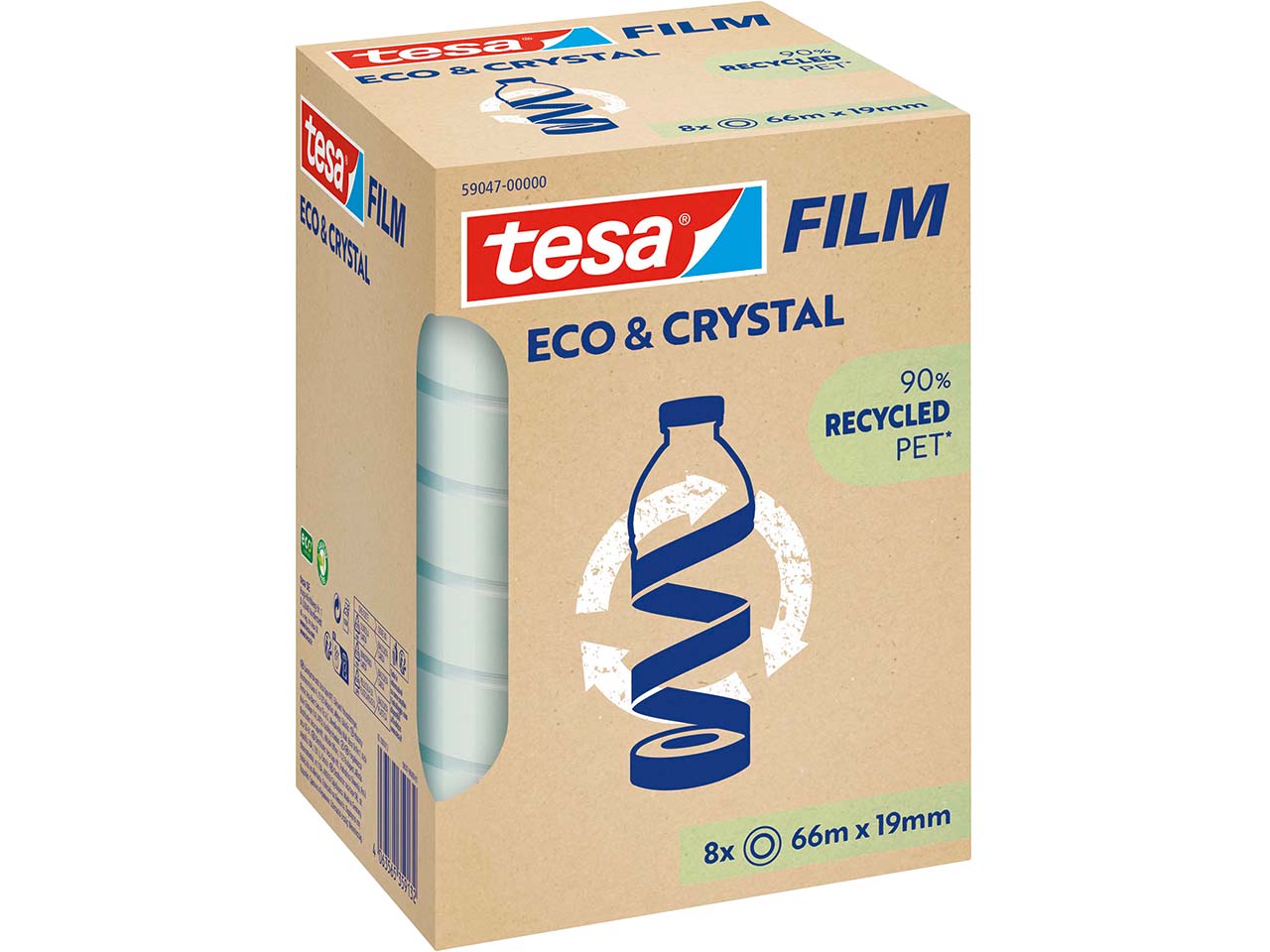 tesa Klebeband "tesafilm ECO & CRYSTAL", 19 mm x 66 m, 8 Rollen