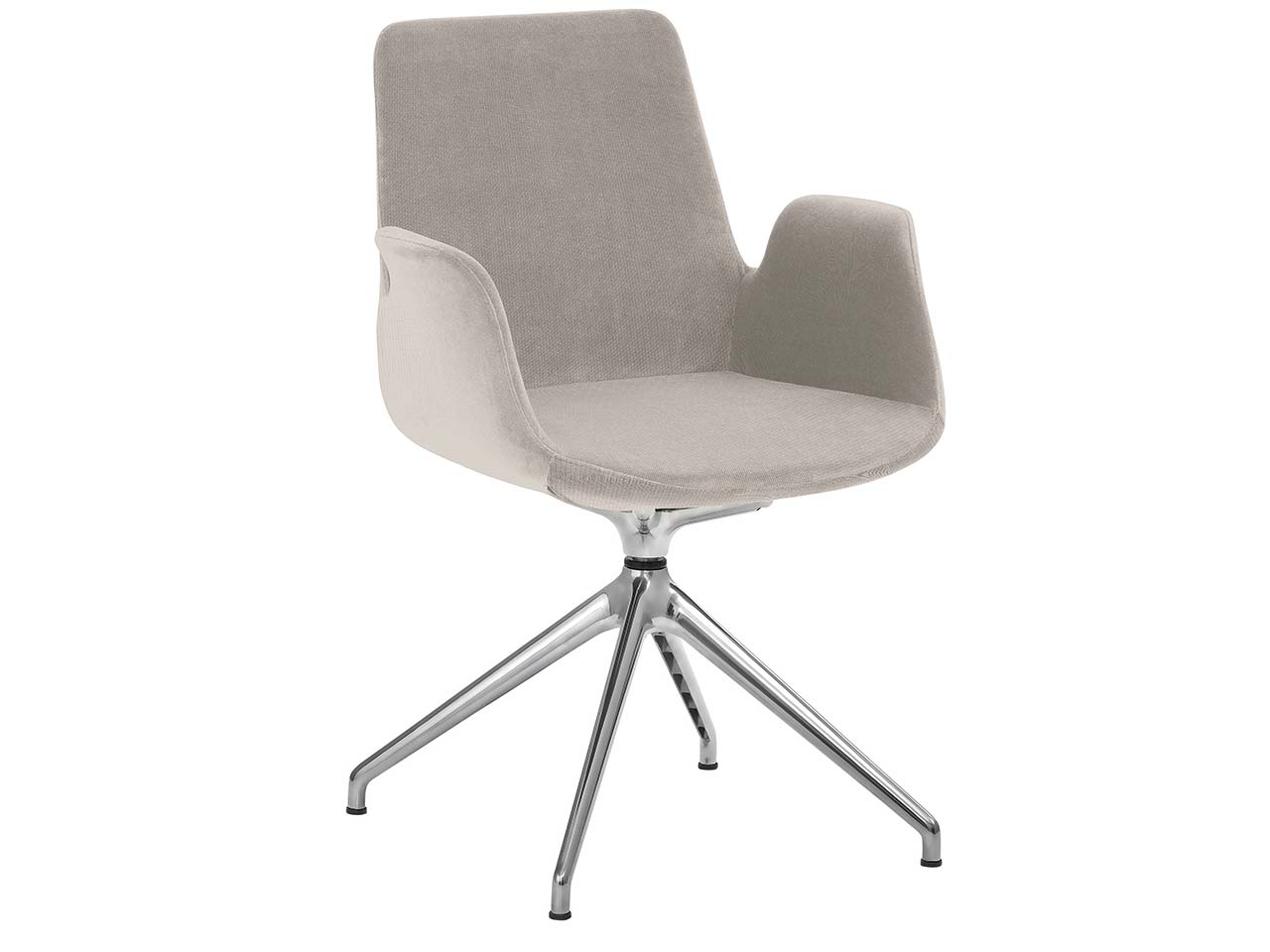 Besucherstuhl "2009" mit Sternfuß-Gestell, Aluminium, beige